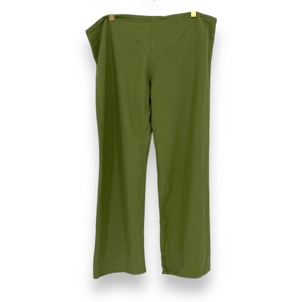 Miroa Green Linen Blend Drawstring Waist Casual Pants, Size M Bohemian Boho Chic - Picture 4 of 5